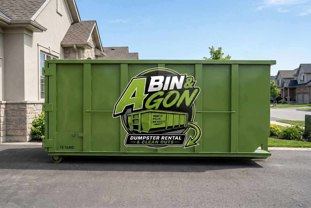 18 Yard Dumpster with A Bin & Gon logo
