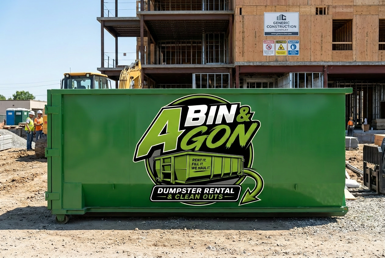 20 Yard Dumpster with A Bin & Gon logo